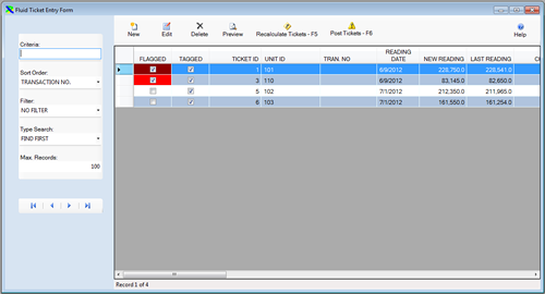 The Fuel Ticket Entry window is displayed in Browse Mode from the FleetWise VB Fleet Maintenance Software. Click on the picture to display the full size version.