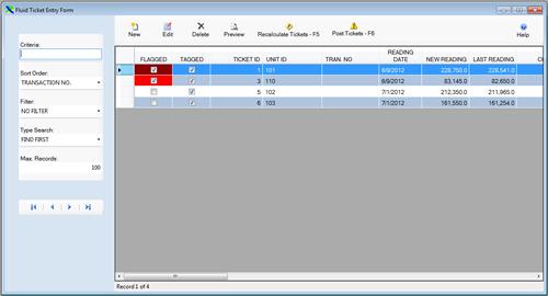 The Fuel Ticket Entry window is displayed in Browse Mode from the FleetWise VB Fleet Maintenance Software.  Click on the picture to display the full size version.