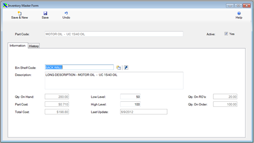 The Inventory Master Vendor History is displayed from the FleetWise Lite Fleet Maintenance Software. Download a free working copy of the Fleet Maintenance Software. FleetWise Lite starts at only $100.00.
