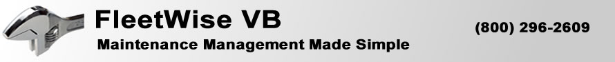 The graphic is the FleetWise VB Fleet Management Software page banner. FleetWise VB is Fleet Maintenance Made Simple.