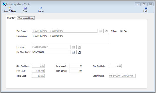 The Inventory Master Table is displayed in Edit Mode from the Inventory Wise Inventory Management Software. Click on the Download Free Software link to the right to download a free version of the Inventory Wise Inventory Management Software.